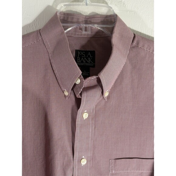 Jos A Banks Men’s Large Traveler Classic Tartan Red Button Down Cotton Shirt - Picture 2 of 7